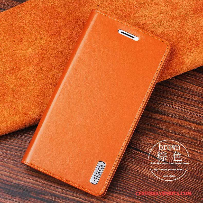 Custodia Mi Mix 2 Protezione Tutto Incluso Morbido, Cover Mi Mix 2 Pelle Arancione Piccola