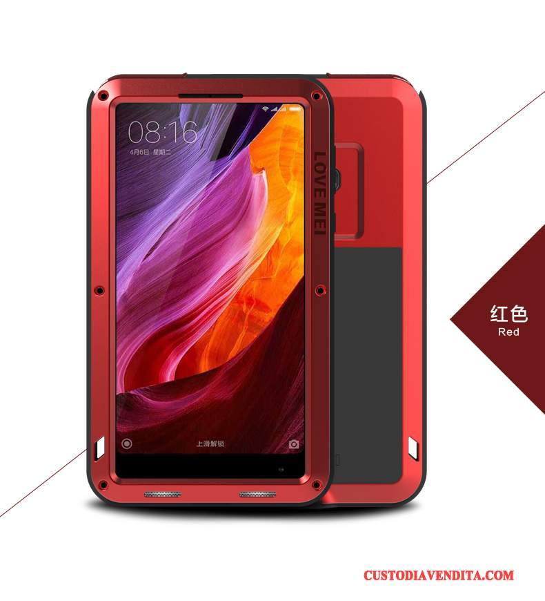 Custodia Mi Mix 2 Protezione Tutto Incluso Rosso, Cover Mi Mix 2 Tre Difese Anti-caduta