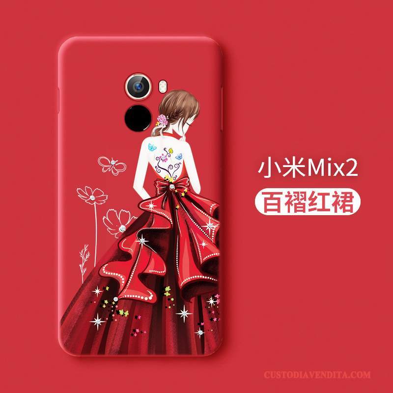 Custodia Mi Mix 2 Silicone Piccolatelefono, Cover Mi Mix 2 Protezione Rosso Macchiati