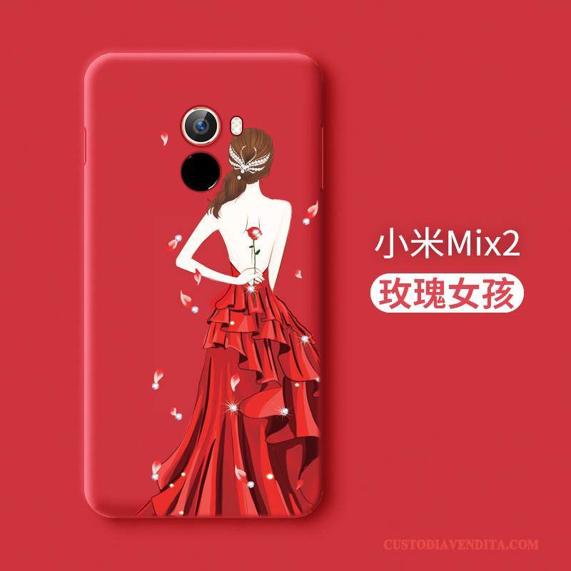 Custodia Mi Mix 2 Silicone Piccolatelefono, Cover Mi Mix 2 Protezione Rosso Macchiati