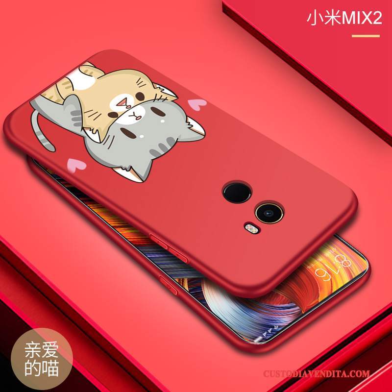 Custodia Mi Mix 2 Silicone Rosso Macchiati, Cover Mi Mix 2 Protezione Anti-caduta Morbido