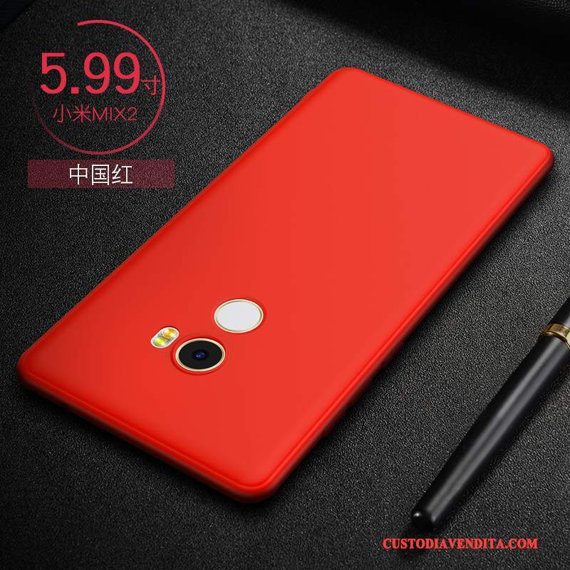 Custodia Mi Mix 2 Silicone Telefono Rosso, Cover Mi Mix 2 Protezione Tutto Incluso Sottile