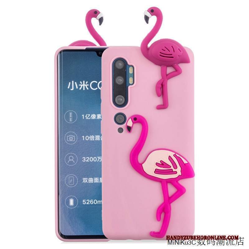 Custodia Mi Note 10 Cartone Animato Bello Rosa, Cover Mi Note 10 Silicone Piccolatelefono