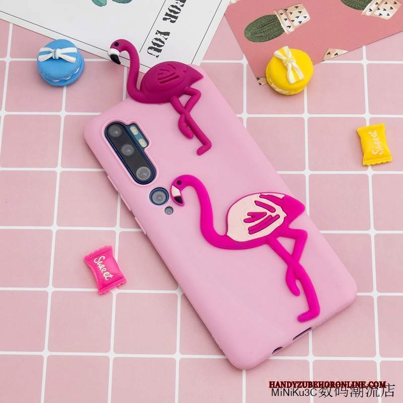 Custodia Mi Note 10 Cartone Animato Bello Rosa, Cover Mi Note 10 Silicone Piccolatelefono