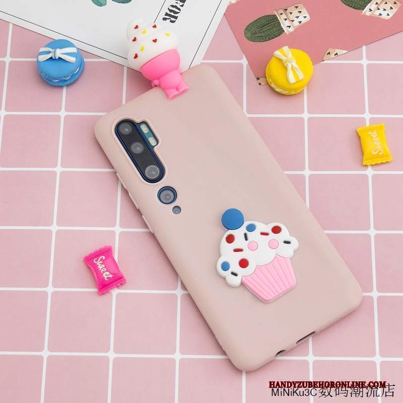 Custodia Mi Note 10 Cartone Animato Bello Rosa, Cover Mi Note 10 Silicone Piccolatelefono