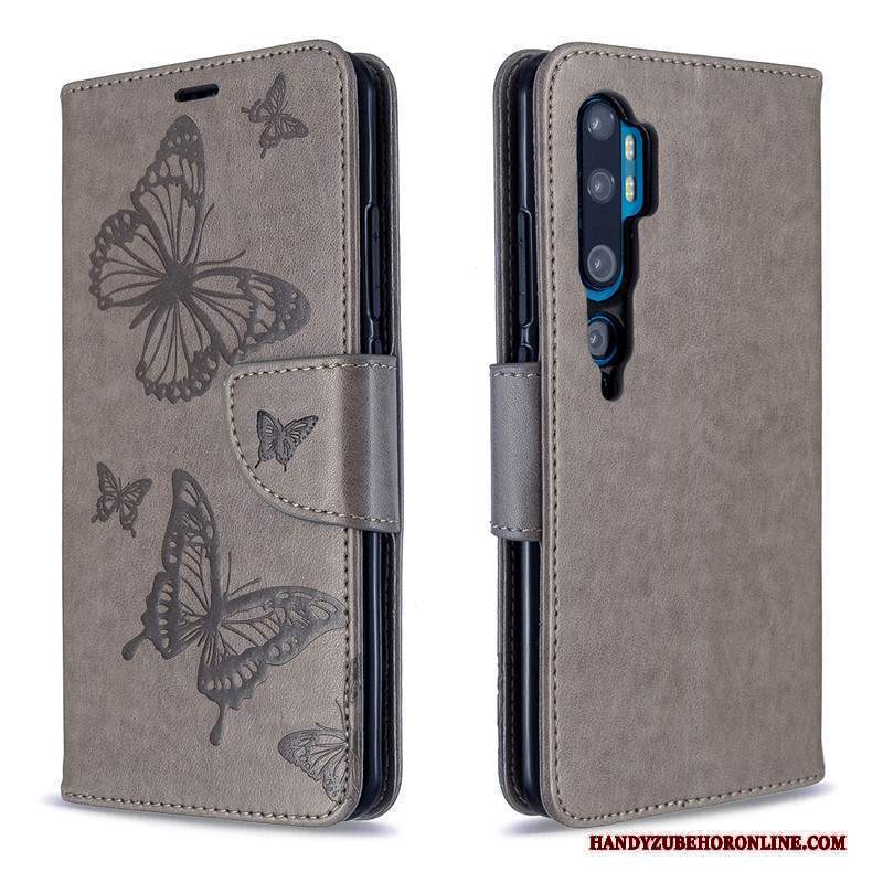 Custodia Mi Note 10 Folio Telefono Monocromatico, Cover Mi Note 10 Goffratura Ornamenti Appesi Goffratura