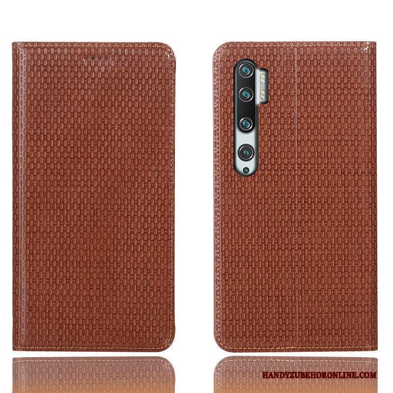 Custodia Mi Note 10 Pelle Piccola Modello, Cover Mi Note 10 Protezione Verdetelefono