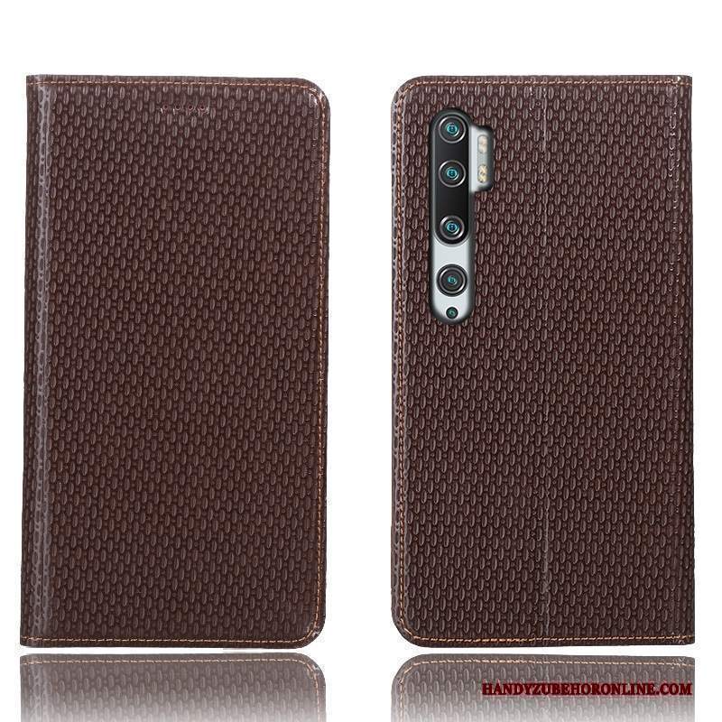 Custodia Mi Note 10 Pelle Piccola Modello, Cover Mi Note 10 Protezione Verdetelefono