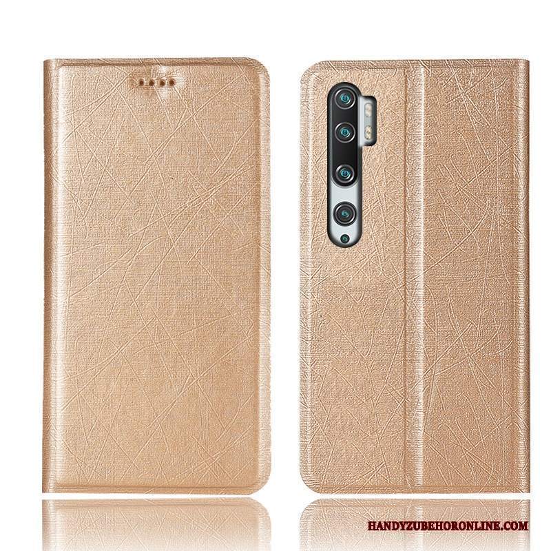 Custodia Mi Note 10 Protezione Modello Tutto Incluso, Cover Mi Note 10 Folio Anti-caduta Oro