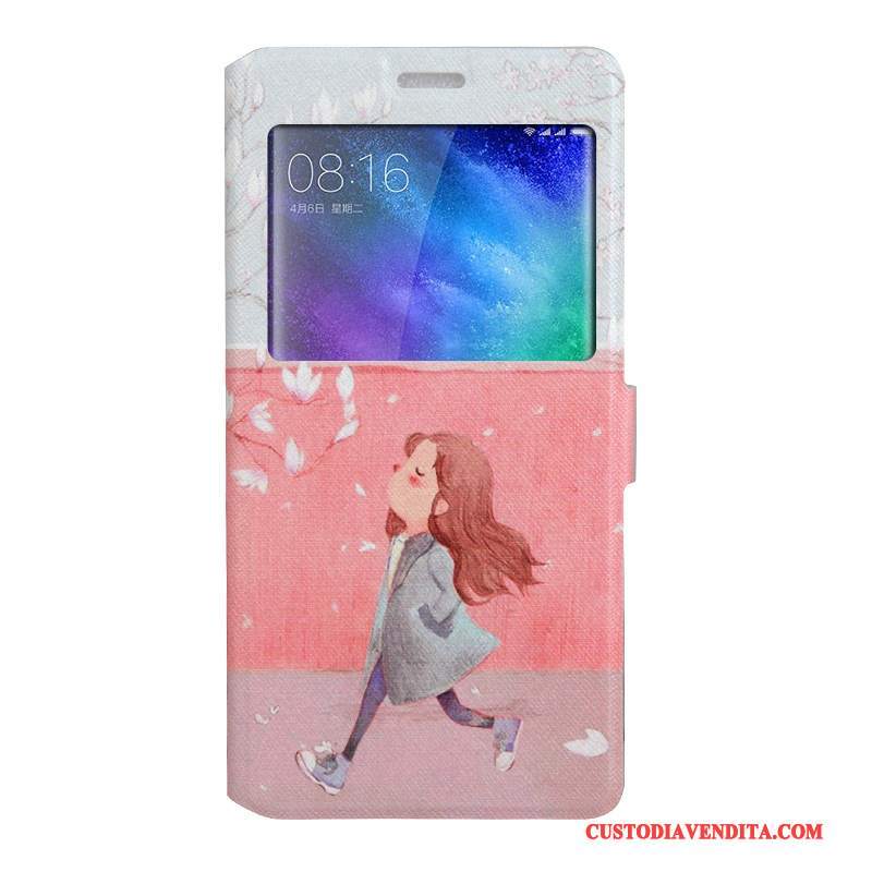 Custodia Mi Note 2 Cartone Animato Rosa Morbido, Cover Mi Note 2 Folio Tendenza Piccola