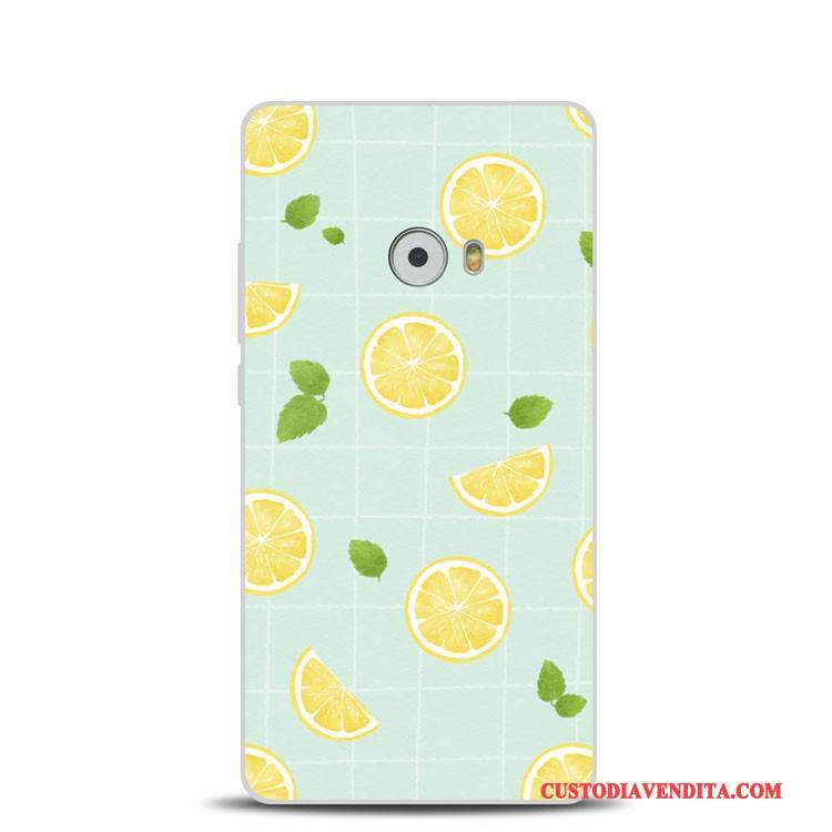 Custodia Mi Note 2 Goffratura Verde Supporto, Cover Mi Note 2 Silicone Morbido Limone