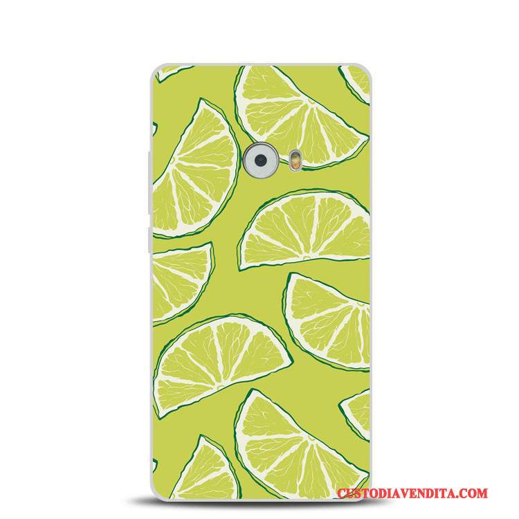 Custodia Mi Note 2 Goffratura Verde Supporto, Cover Mi Note 2 Silicone Morbido Limone