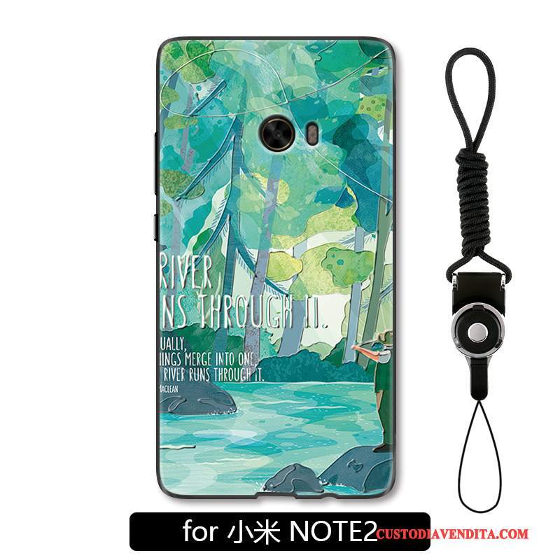 Custodia Mi Note 2 Moda Telefono Verde, Cover Mi Note 2 Protezione Ornamenti Appesi Tendenza