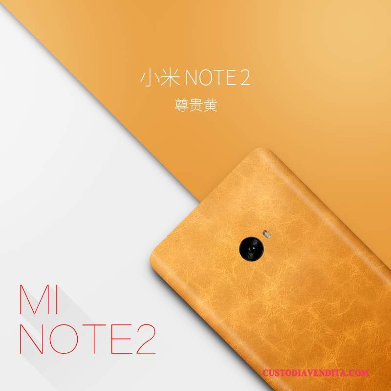 Custodia Mi Note 2 Protezione Piccola Sottile, Cover Mi Note 2 Pelle Giallo Tutto Incluso