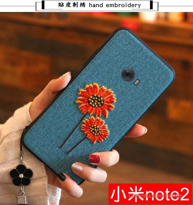 Custodia Mi Note 2 Silicone Piccola Blu, Cover Mi Note 2 Protezione Fiori Morbido