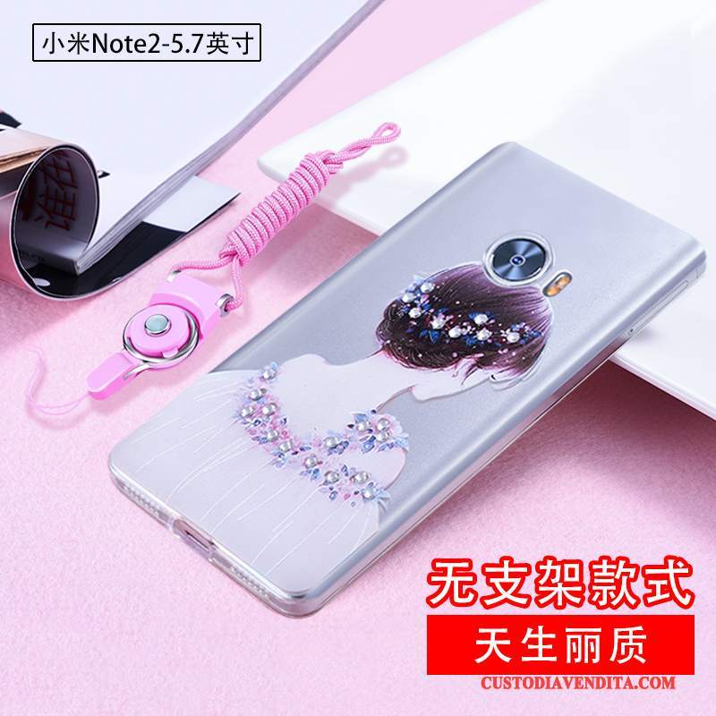 Custodia Mi Note 2 Strass Blu Chiaro Ornamenti Appesi, Cover Mi Note 2 Goffratura Piccola Anti-caduta