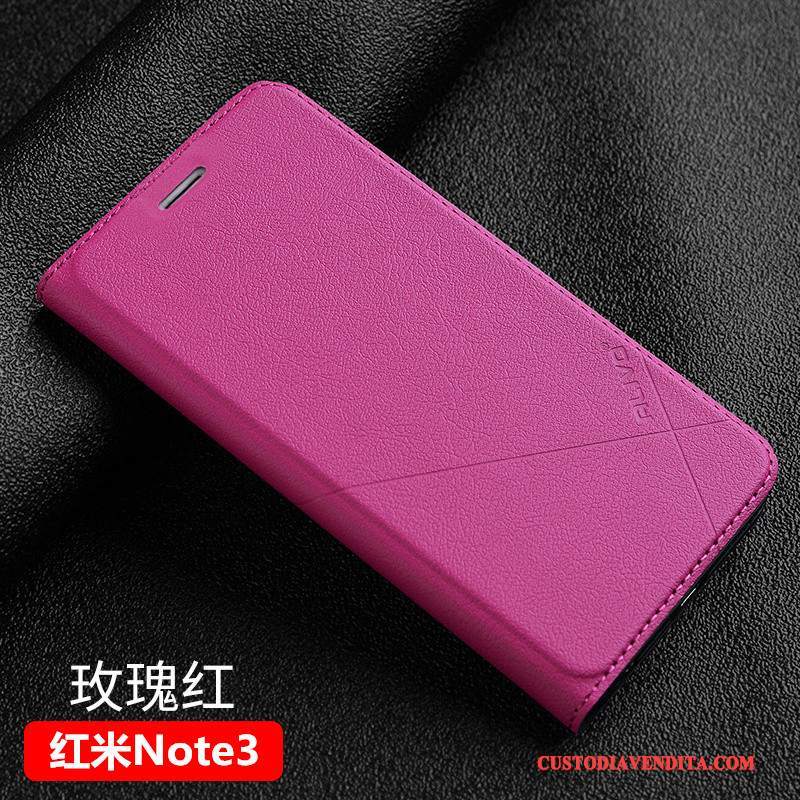 Custodia Mi Note 3 Folio Rosso Piccola, Cover Mi Note 3 Pelle Oro Anti-caduta