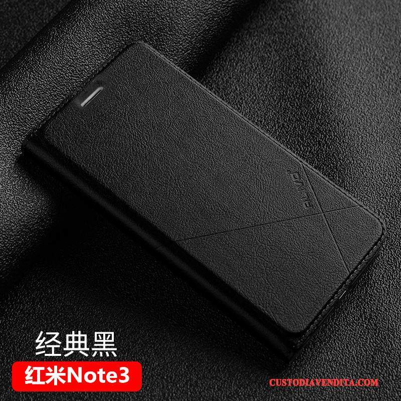 Custodia Mi Note 3 Folio Rosso Piccola, Cover Mi Note 3 Pelle Oro Anti-caduta