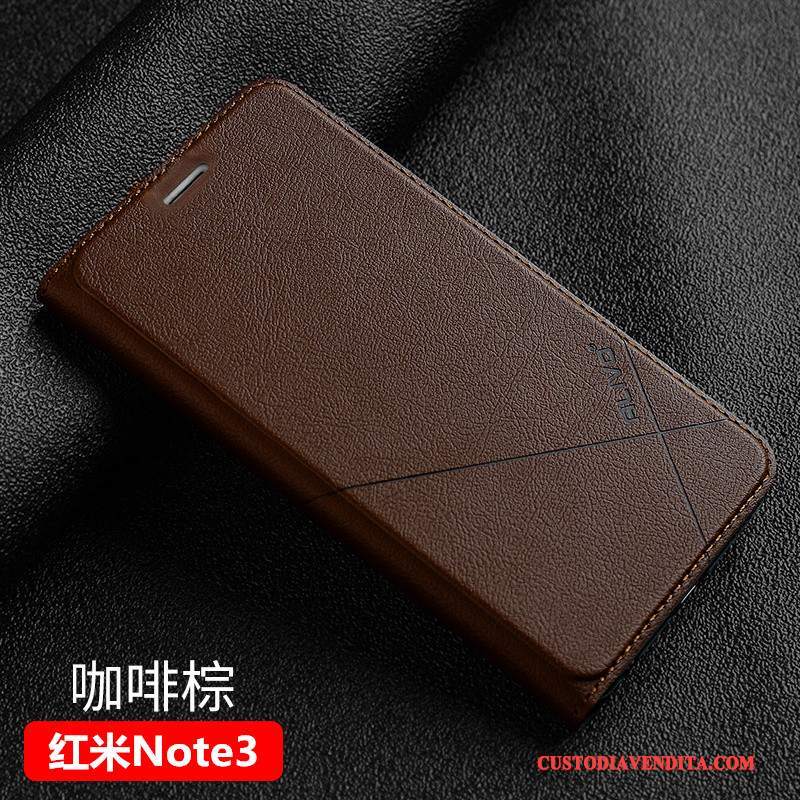 Custodia Mi Note 3 Folio Rosso Piccola, Cover Mi Note 3 Pelle Oro Anti-caduta