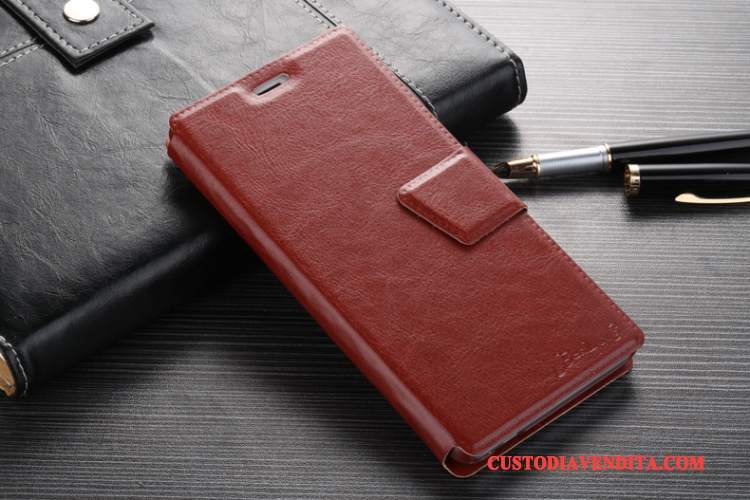 Custodia Mi Note 3 Pelle Rosso Anti-caduta, Cover Mi Note 3 Protezione Piccolatelefono