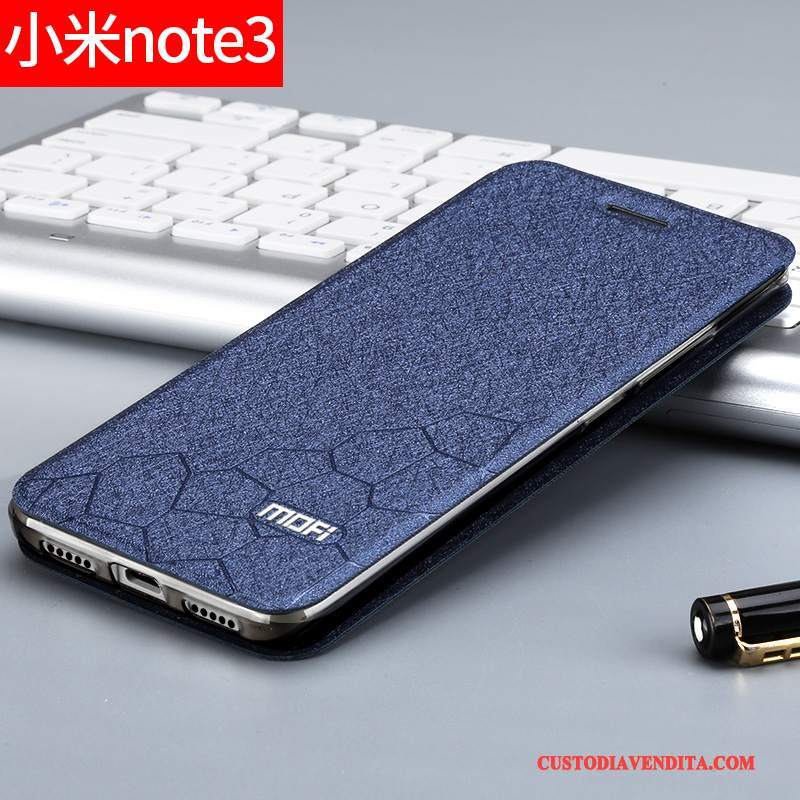 Custodia Mi Note 3 Pelle Tutto Incluso Oro, Cover Mi Note 3 Protezione Piccolatelefono