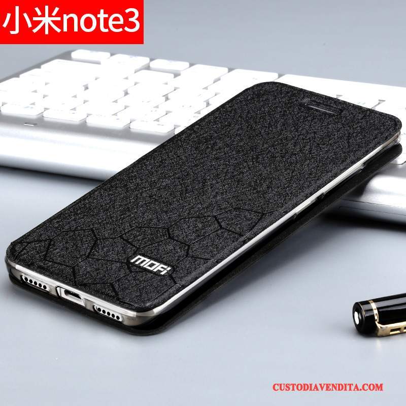 Custodia Mi Note 3 Pelle Tutto Incluso Oro, Cover Mi Note 3 Protezione Piccolatelefono