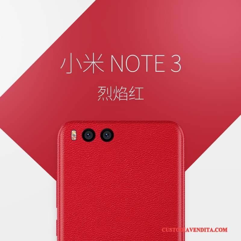 Custodia Mi Note 3 Protezione Piccola Sottile, Cover Mi Note 3 Pelle Rosso Di Personalità