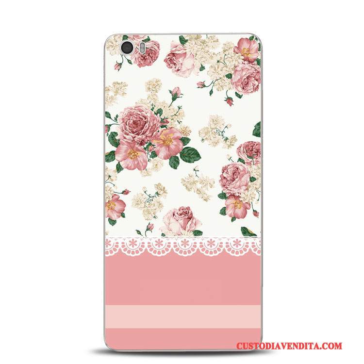 Custodia Mi Note Goffratura Piccola Rosa, Cover Mi Note Telefono Pizzo