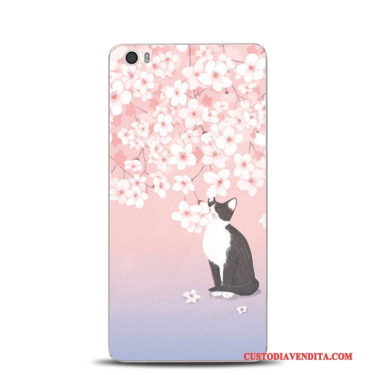 Custodia Mi Note Goffratura Telefono Fiori, Cover Mi Note Silicone Gattino Piccola