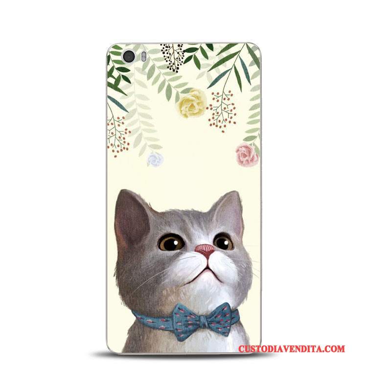 Custodia Mi Note Goffratura Telefono Fiori, Cover Mi Note Silicone Gattino Piccola