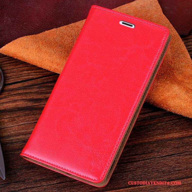 Custodia Mi Note Pelle Rosso Piccola, Cover Mi Note Protezione Telefono