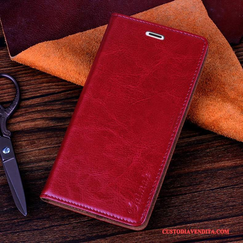 Custodia Mi Note Pelle Rosso Piccola, Cover Mi Note Protezione Telefono