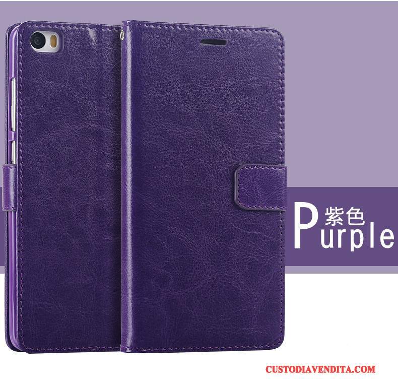 Custodia Mi Note Pelle Telefono Piccola, Cover Mi Note Folio Morbido Porpora