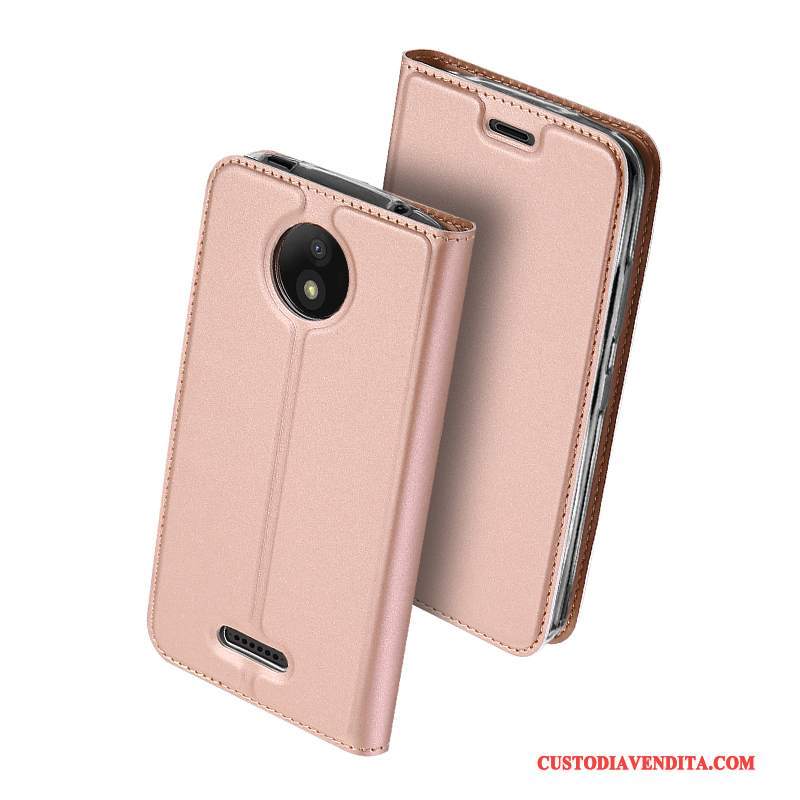 Custodia Moto C Folio Affari Rosa, Cover Moto C Pelle Anti-caduta Tutto Incluso