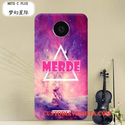 Custodia Moto C Plus Cartone Animato Difficile Trasparente, Cover Moto C Plus Protezione Telefono Porpora