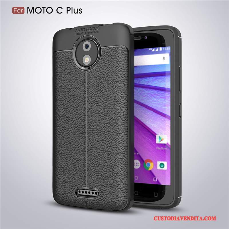 Custodia Moto C Plus Creativo Morbido Modello, Cover Moto C Plus Pelle Nero Anti-caduta