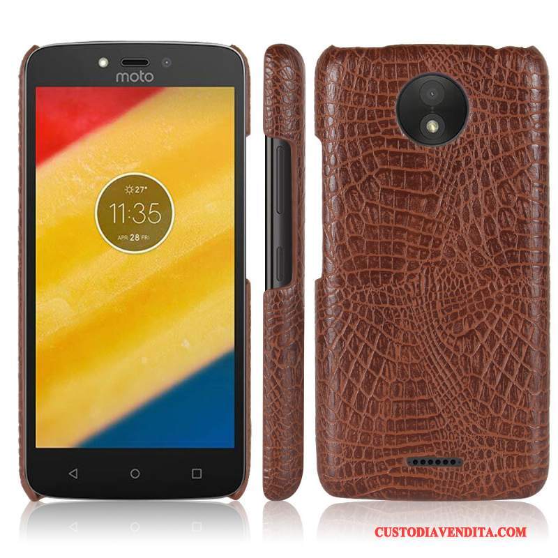 Custodia Moto C Plus Pelle Telefono Modello Coccodrillo, Cover Moto C Plus Protezione Rosso Anti-caduta