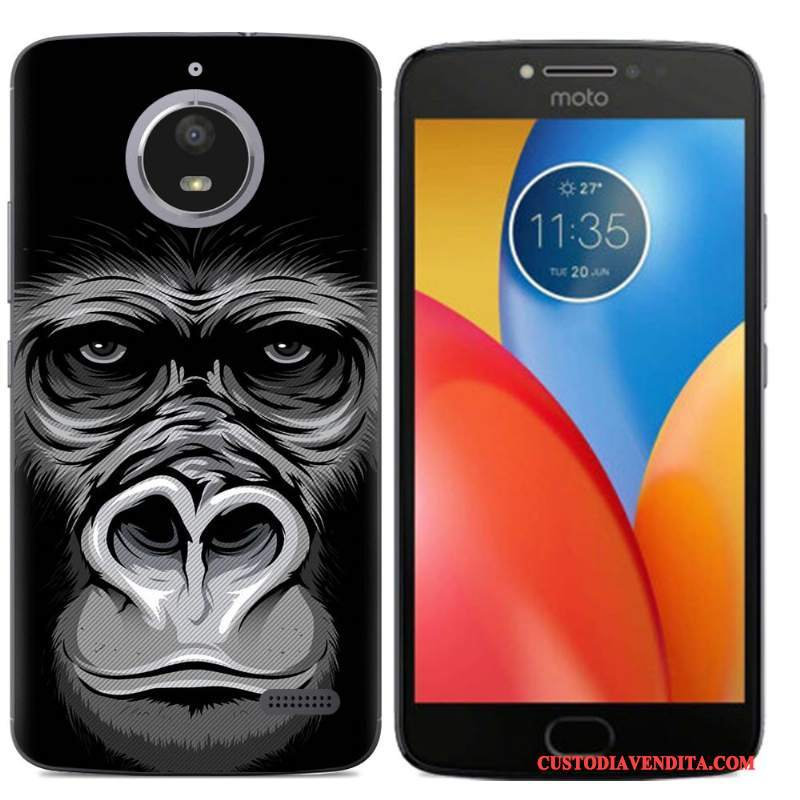 Custodia Moto E4 Colore Telefono Morbido, Cover Moto E4 Cartone Animato Nero Tutto Incluso