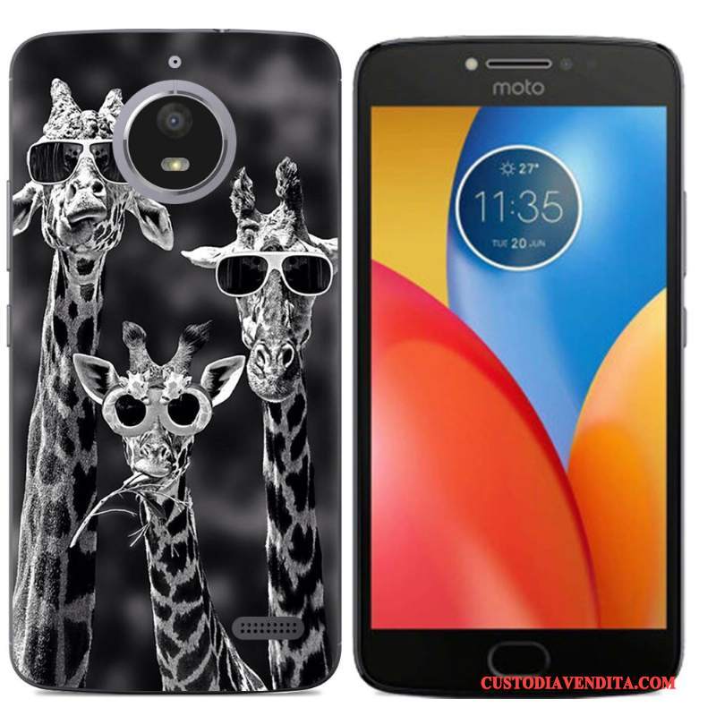 Custodia Moto E4 Colore Telefono Morbido, Cover Moto E4 Cartone Animato Nero Tutto Incluso