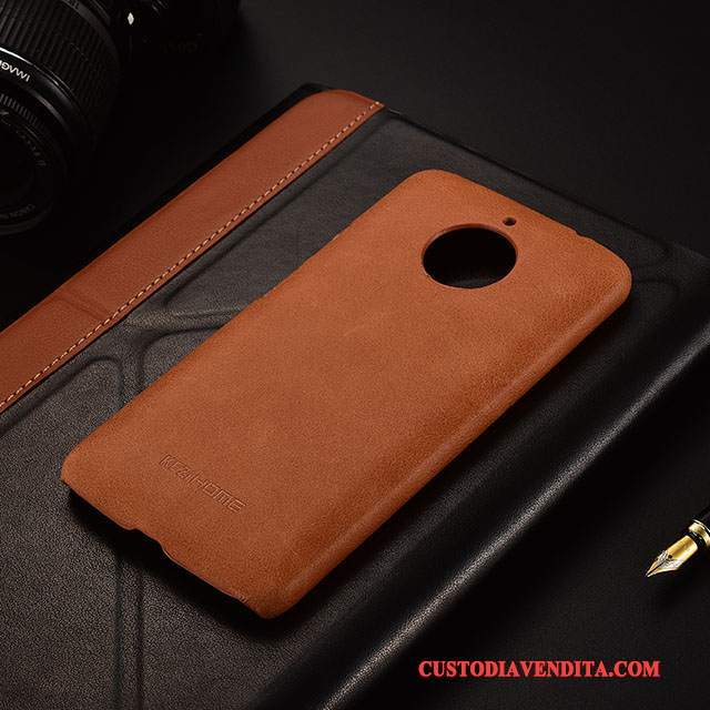 Custodia Moto E4 Plus Pelle Marrone Sottile, Cover Moto E4 Plus Protezione Telefono