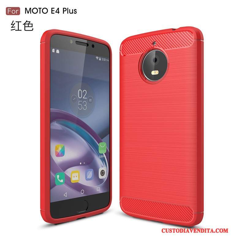 Custodia Moto E4 Plus Silicone Anti-caduta Morbido, Cover Moto E4 Plus Protezione Seta Rosso