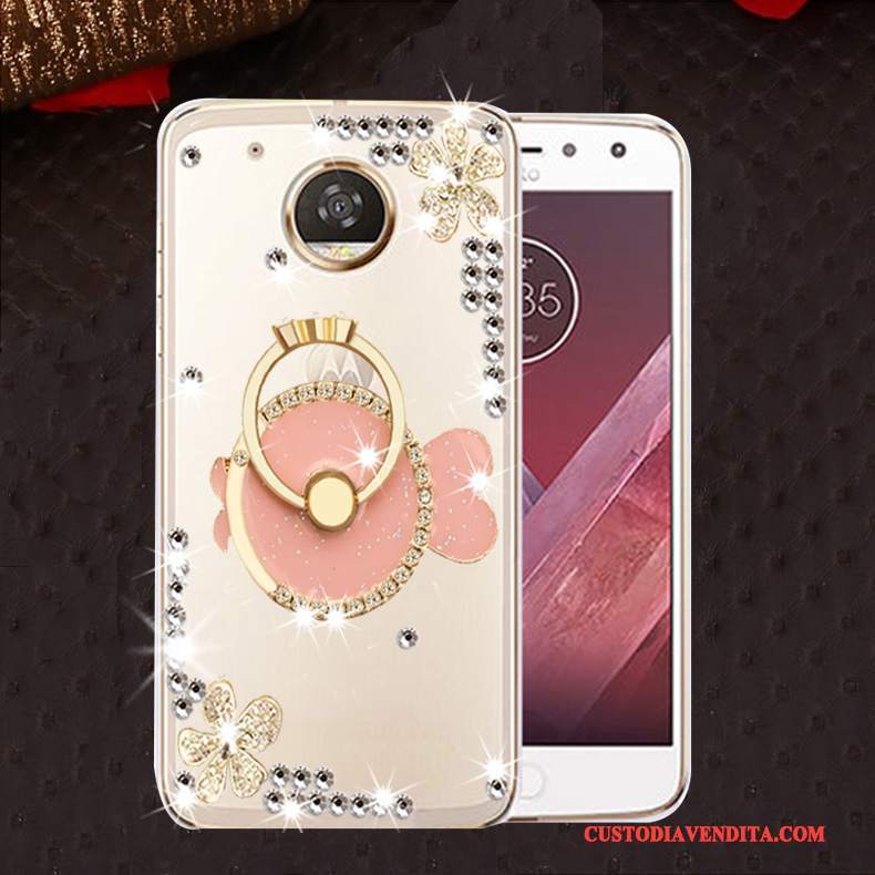 Custodia Moto E4 Silicone Morbido Anti-caduta, Cover Moto E4 Strass Telefono Rosa