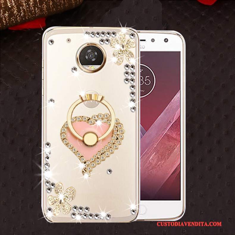 Custodia Moto E4 Silicone Morbido Anti-caduta, Cover Moto E4 Strass Telefono Rosa