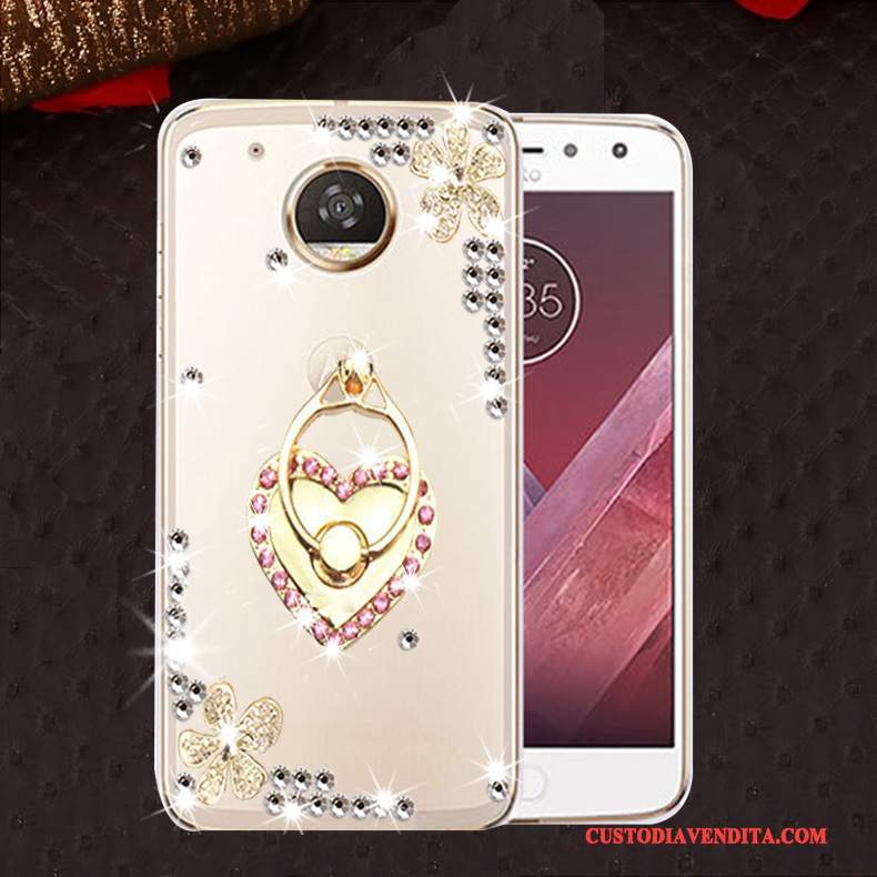 Custodia Moto E4 Silicone Morbido Anti-caduta, Cover Moto E4 Strass Telefono Rosa