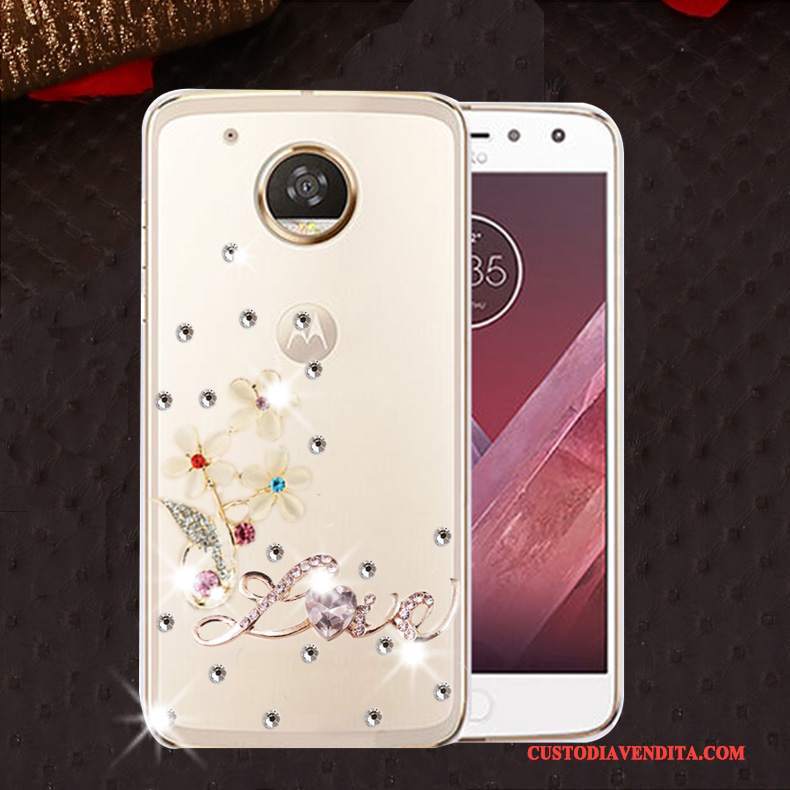 Custodia Moto E4 Silicone Morbido Anti-caduta, Cover Moto E4 Strass Telefono Rosa