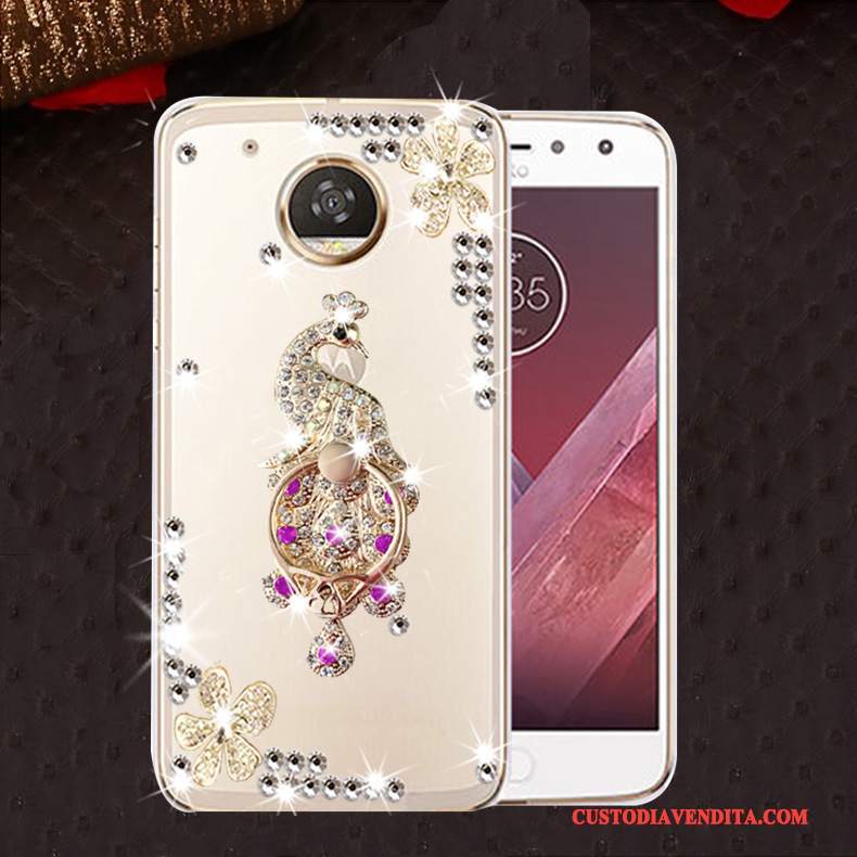 Custodia Moto E4 Silicone Morbido Anti-caduta, Cover Moto E4 Strass Telefono Rosa