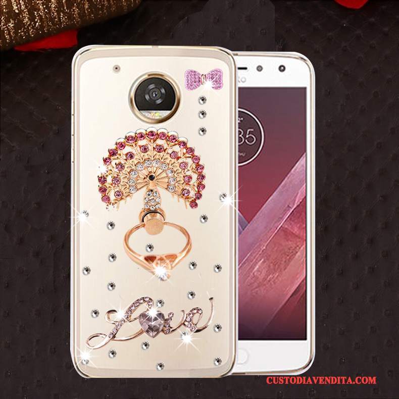 Custodia Moto E4 Silicone Morbido Anti-caduta, Cover Moto E4 Strass Telefono Rosa