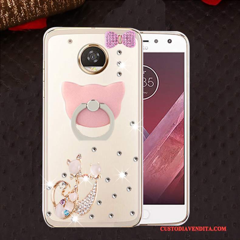 Custodia Moto E4 Silicone Morbido Anti-caduta, Cover Moto E4 Strass Telefono Rosa