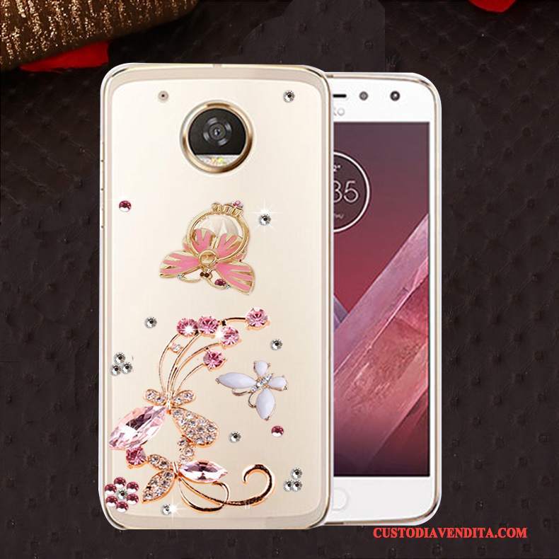 Custodia Moto E4 Silicone Morbido Anti-caduta, Cover Moto E4 Strass Telefono Rosa