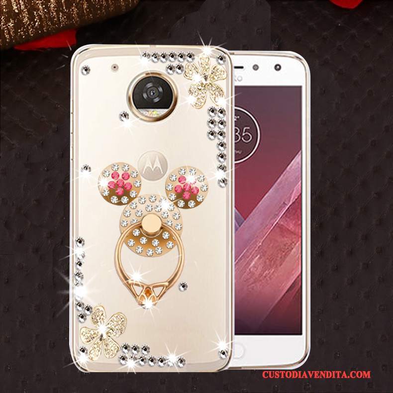 Custodia Moto E4 Silicone Morbido Anti-caduta, Cover Moto E4 Strass Telefono Rosa